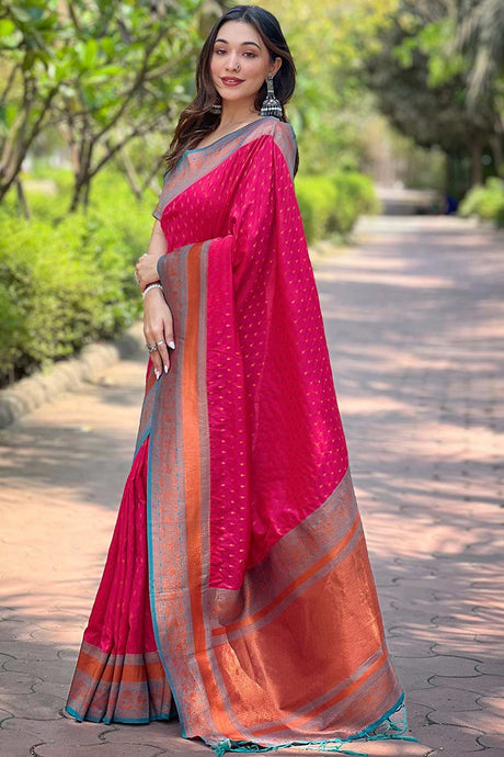 Pink Zari Silk Saree