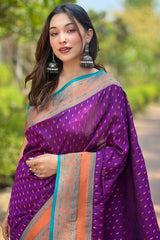 Violet Zari Silk Saree