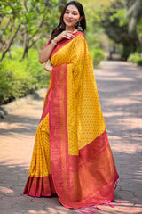 Yellow Zari Silk Saree