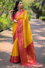 Yellow Zari Silk Saree