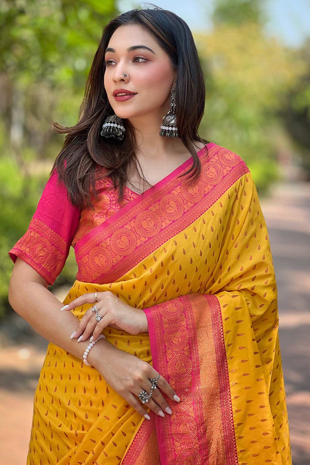 Yellow Zari Silk Saree