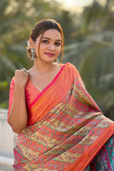 Pink Zari Silk Saree