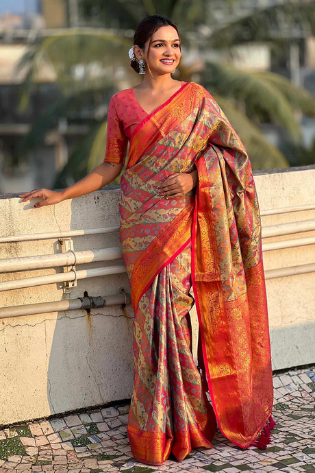 Pink Zari Silk Saree