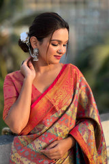 Pink Zari Silk Saree