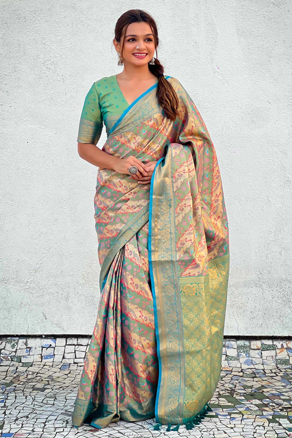 Green Zari Silk Saree