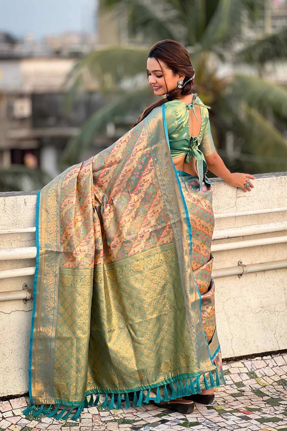 Green Zari Silk Saree