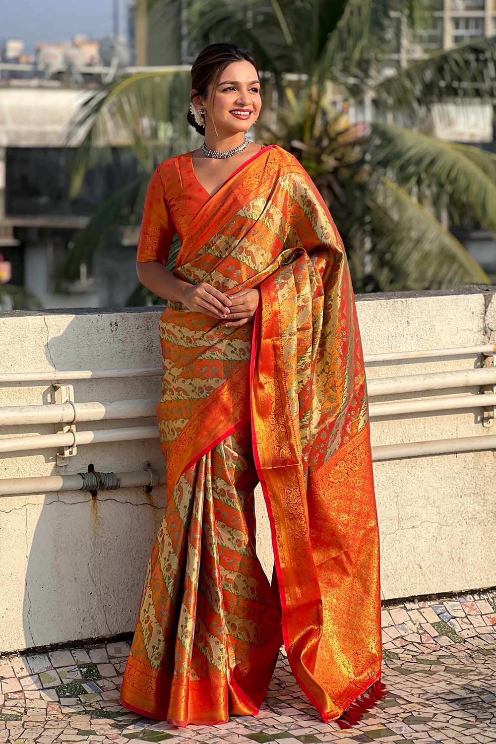 Red Zari Silk Saree