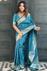 Blue Zari Silk Saree