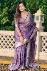 Violet Zari Silk Saree