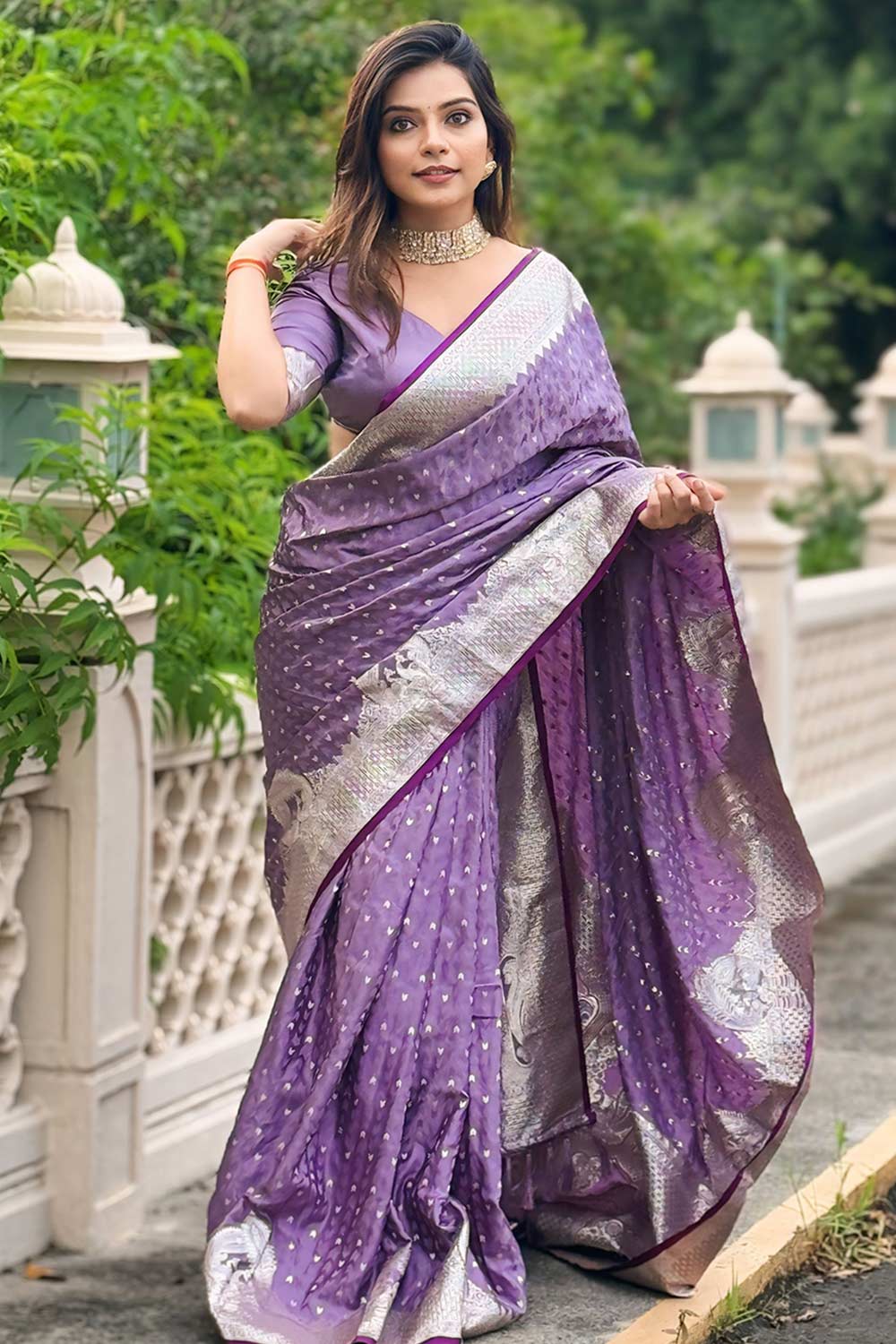 Violet Zari Silk Saree