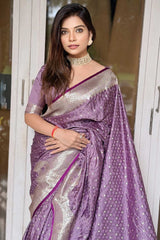 Violet Zari Silk Saree