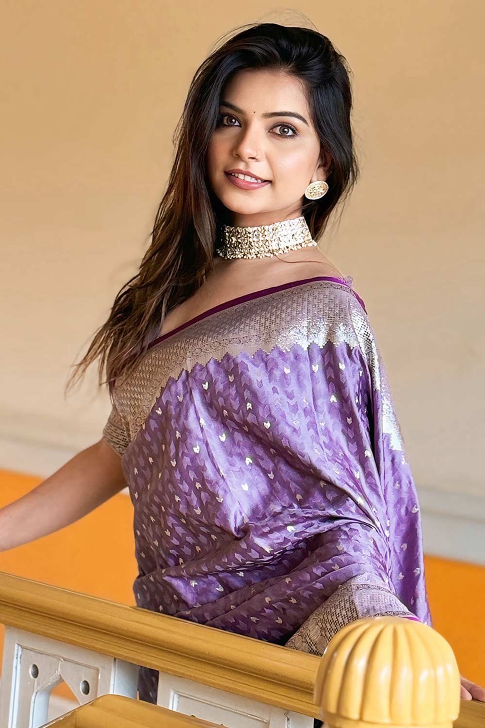 Violet Zari Silk Saree