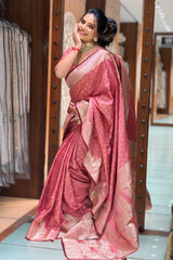 Pink Zari Silk Saree