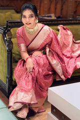 Pink Zari Silk Saree