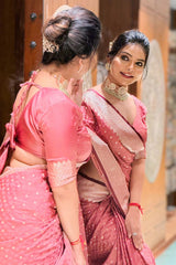 Pink Zari Silk Saree