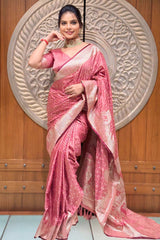 Pink Zari Silk Saree