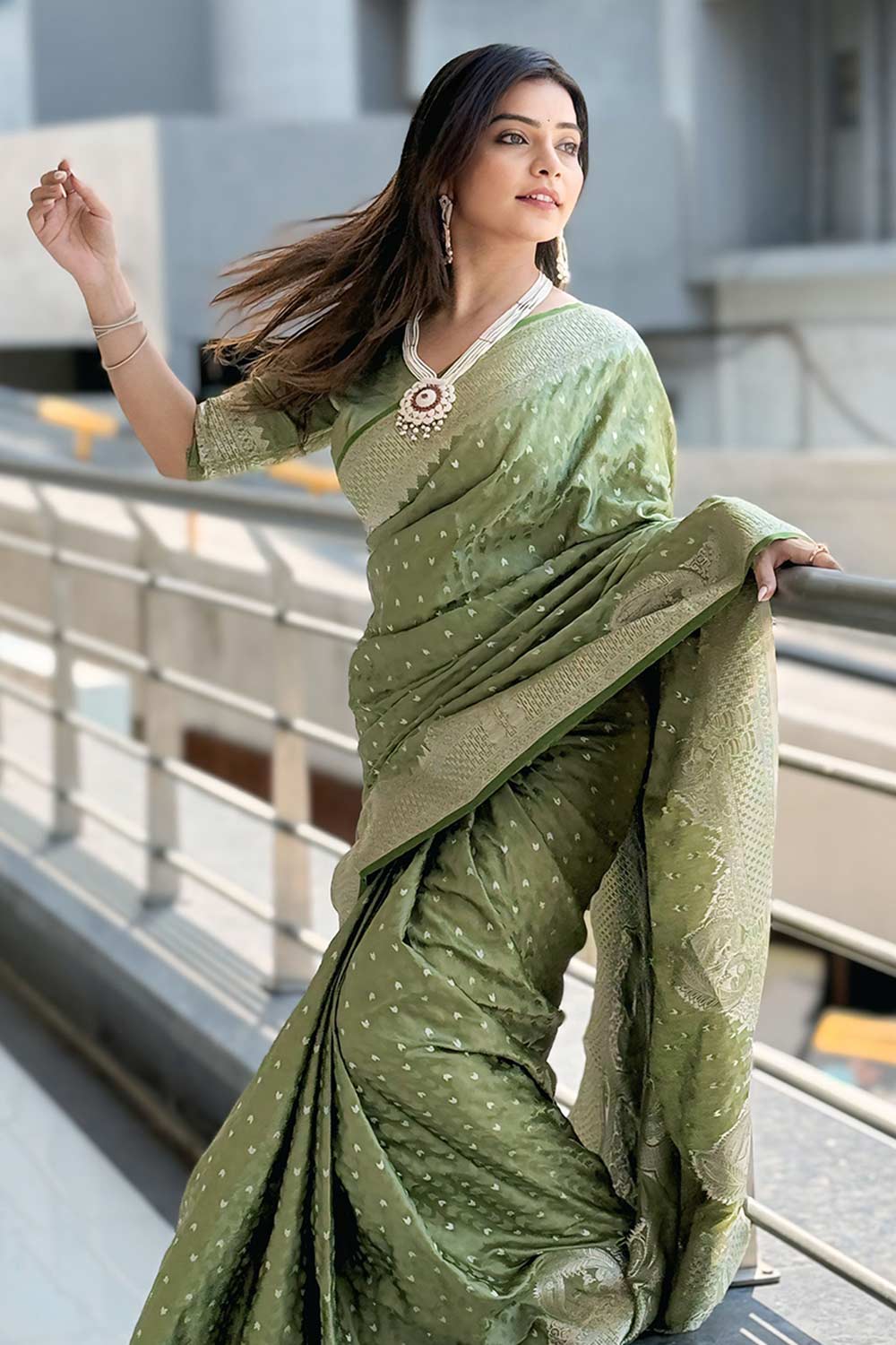 Green Zari Silk Saree