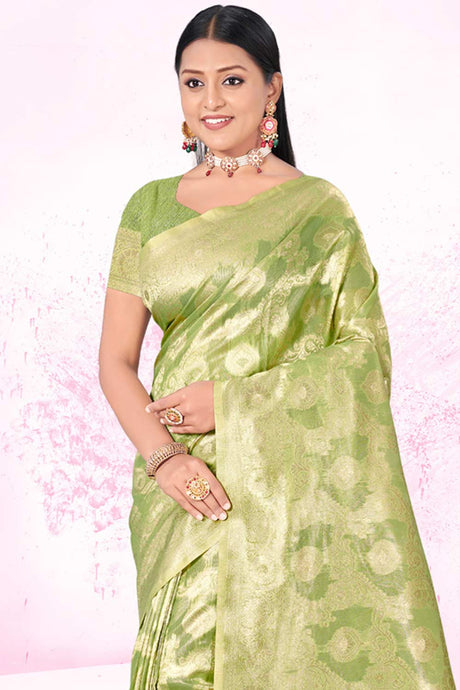 Green Cotton Woven Saree