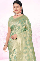 Green Cotton Woven Saree