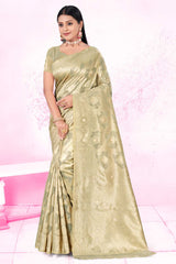 Gold Cotton Woven Saree