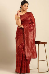 Red Cotton Woven Saree