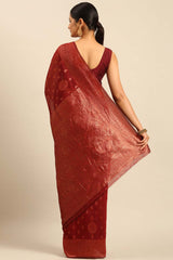 Red Cotton Woven Saree