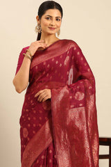 Magenta Cotton Woven Saree