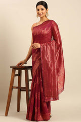 Magenta Cotton Woven Saree