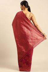 Magenta Cotton Woven Saree