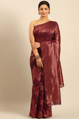 Magenta Cotton Woven Saree