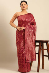 Magenta Cotton Woven Saree