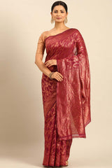 Magenta Cotton Woven Saree