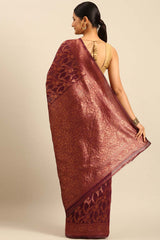 Purple Cotton Woven Saree