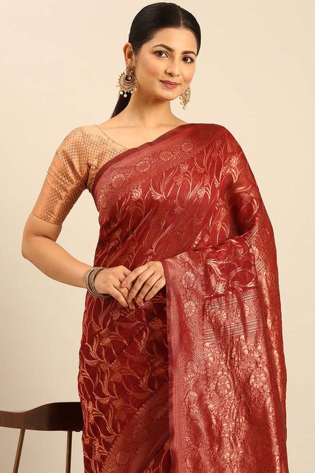 Red Cotton Woven Saree