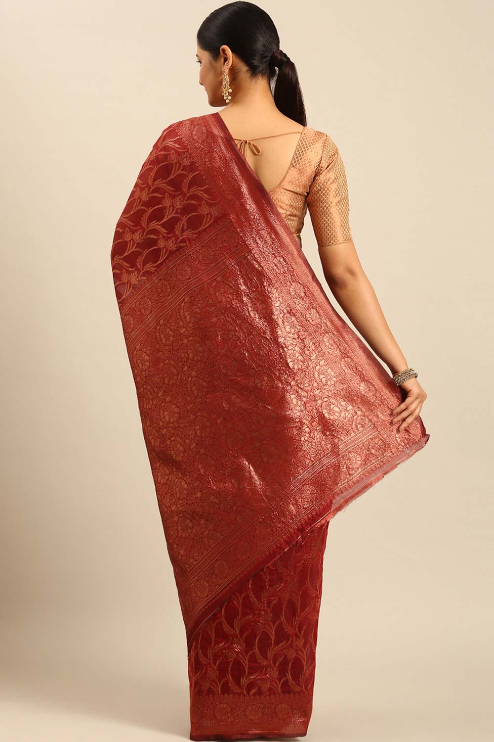 Red Cotton Woven Saree