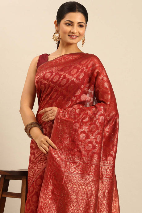 Red Cotton Woven Saree