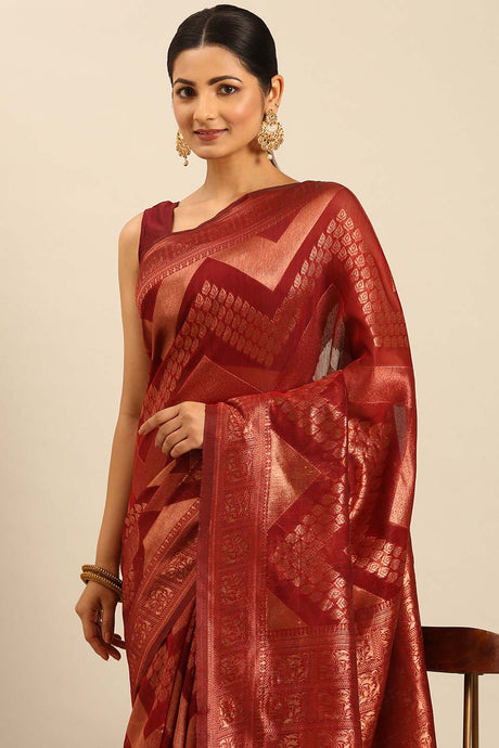 Red Cotton Woven Saree