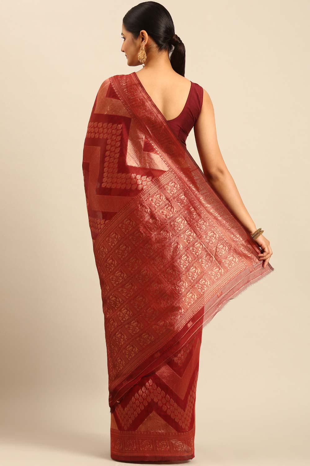 Red Cotton Woven Saree