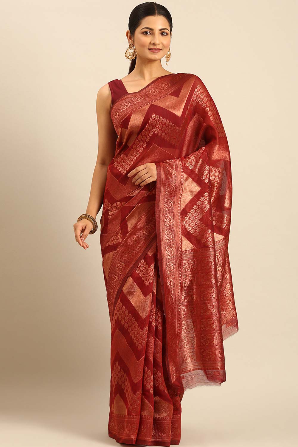 Red Cotton Woven Saree