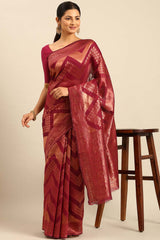 Magenta Cotton Woven Saree