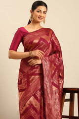 Magenta Cotton Woven Saree