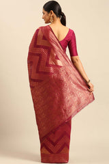 Magenta Cotton Woven Saree