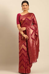 Magenta Cotton Woven Saree