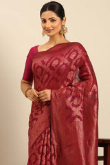 Purple Cotton Woven Saree