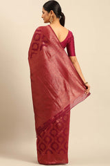 Purple Cotton Woven Saree