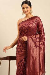 Purple Cotton Woven Saree