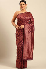 Purple Cotton Woven Saree