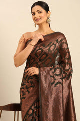 Dark Green Cotton Woven Saree