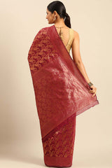 Purple Cotton Woven Saree