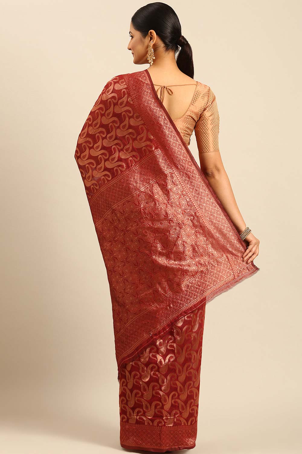 Red Cotton Woven Saree